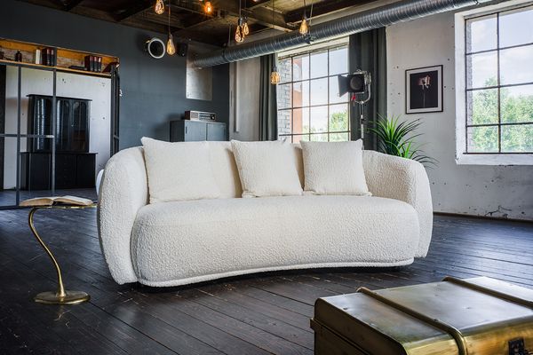 KAWOLA Sofa RADA 3-Sitzer Stoff cremeweiß 83 x 109 x 209 cm