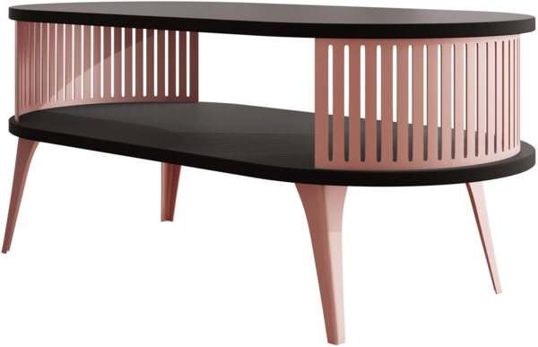 Couchtisch Rajkon Oval Ember (Farbe: Kupfer / Schwarz Molet)