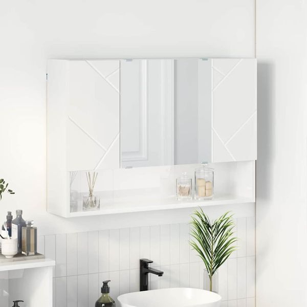 vidaXL Spiegelschrank Hochglanz Weiß 80 x 17 x 55 cm Holzwerkstoff 883358