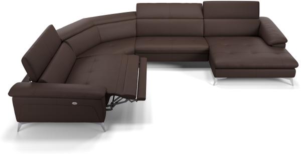 Sofanella Ecksofa STELLA Sofalandschaft Polstergarnitur Echtleder in Braun