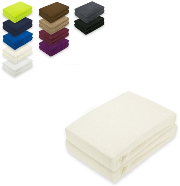 Doppelpack Frottee Spannbettlaken 60 - 70 x 140 cm Naturweiss