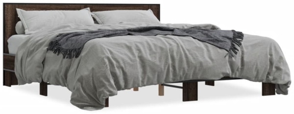vidaXL Bettgestell Braun Eichen-Optik 200x200 cm Holzwerkstoff Metall 3280086
