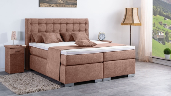 Meisterbetten Boxspringbett Lanz 140x200 in DS-Altrosa, Matratzenbezug Nano, Ergoflex-Topper Bild 3