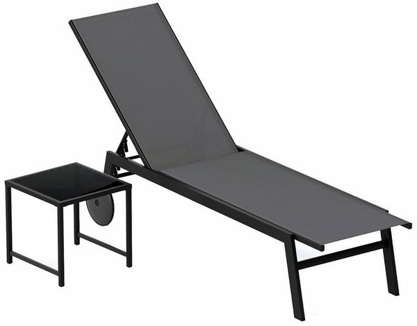 KOMFOTTEU Gartenliege, 2 St, Sonnenliege Liegestuhl mit Rollen & Tisch