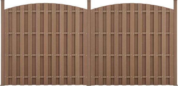 WPC Gartenzaun mit Rundbogen (165-185)x376 cm Braun [neu. holz]