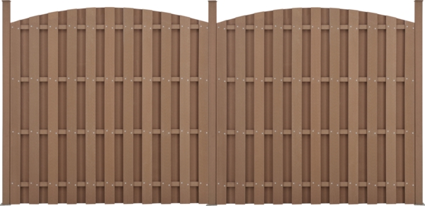 WPC Gartenzaun mit Rundbogen (165-185)x376 cm Braun [neu. holz]