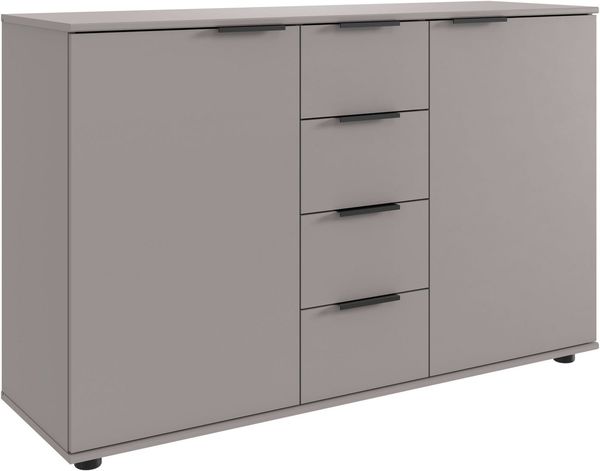Wimex Kombikommode Tilburg, Sideboard 130x41x83cm, Made in Germany, schwarze Metallgriffen, Stauraum hinter 2 Türenund in 4 Schubladen