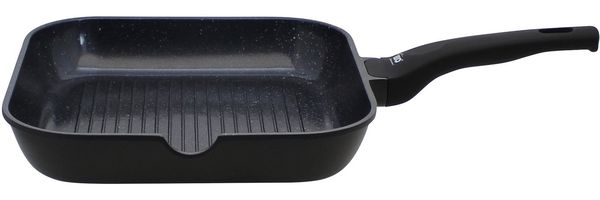 Elo Grillpfanne Siloncast Grillpfanne 28 cm, mit großer Grillfläche, Aluminiumguss (1-tlg), antihaftbeschichtet, hitzeisolierender Stiel, für alle Herdarten