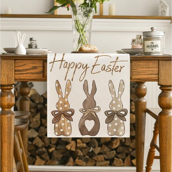 Minicloss Tischläufer Oster Tischläufer Frühlingsdeko, Waschbar, 33x183 cm, Küche Esstisch Dekoration Drinnen Urlaub Party Dekor