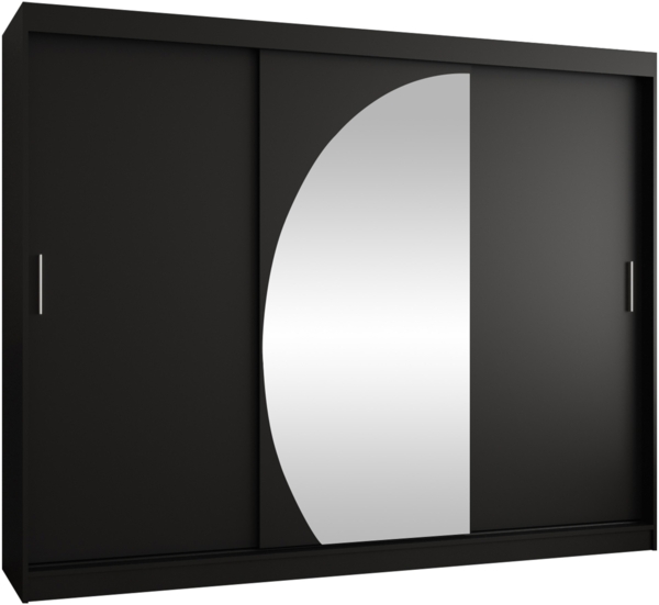 Kleiderschrank Waluri 250 cm (Farbe: Schwarz, mit vier Schubladen)