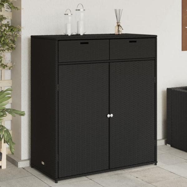 vidaXL Gartenschrank Schwarz 105x55x113 cm Poly Rattan 365563