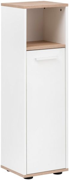 BADEDU ARC Midischrank 30 cm breit, Weiß/Braun hell