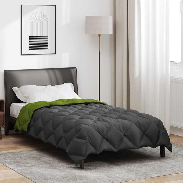 vidaXL Winterbettdecke Grün und Anthrazit 140 x 220 cm Mikrofaser 42025686
