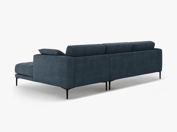 Micadoni Ecksofa Bemy 3-Sitzer Rechts Strukturierter Stoff Dunkelblau Bild 3