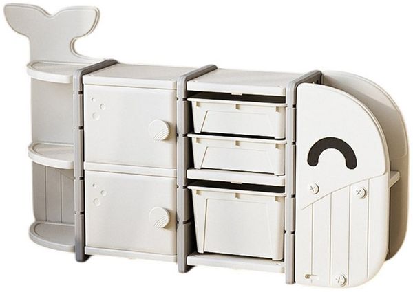 habeig Kinderregal Wal Aufbewahrungsregal Kinderzimmer beige Kinderschrank Türen, in Form eines Fisches