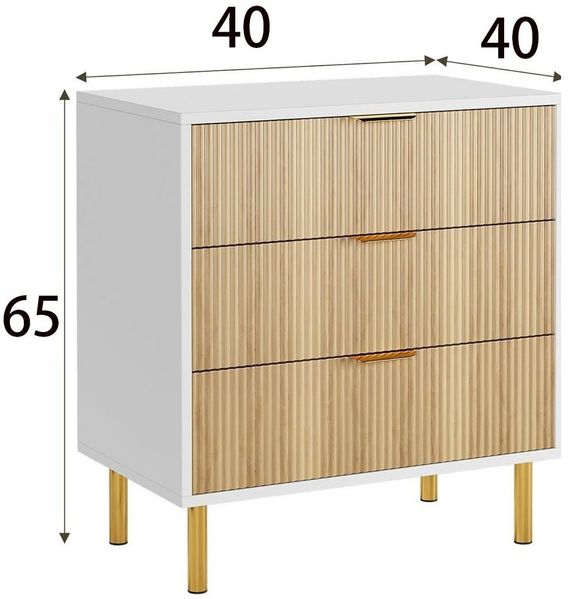 Furnishings Home Nachttisch Kommode Ablagetisch Sideboard Mit 3 Schubladen (2-St, 2er Set, Anrichte Schlafzimmer Wohnzimmer Flur Büro Organizer), 40 cm breit Schrank mit Schubladen Weiß