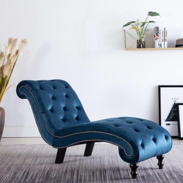 vidaXL Chaiselongue Blau Samt 248608