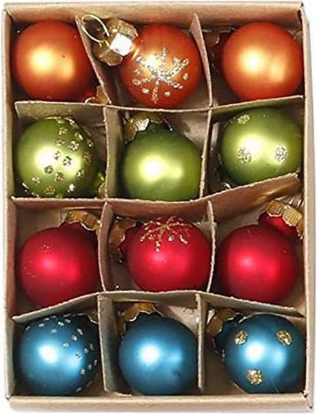 INGE-GLAS® Weihnachtsbaumkugel Weihnachtskugeln MilleFiori, Ø 2 cm, 12 Stück