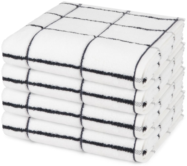 Ross Sensual Skin Karo 4 tlg. Frottier-Set - 4 X Handtuch (50 X 100cm) - 500 - Weiß