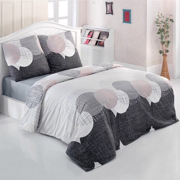 Buymax Bettwäsche Jadore, Renforce, 2 teilig, Bettbezug-Set 155x220 cm 100% Baumwolle Reißverschluss Grau Anthrazit