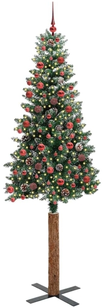 vidaXL Schlanker Weihnachtsbaum mit 300 LEDs mit Ständer Grün 210 cm 3394912