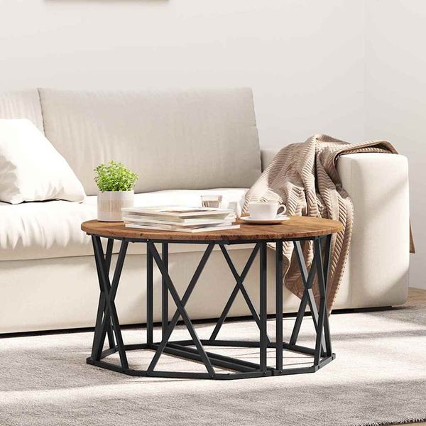 vidaXL Couchtisch Altholz 80 x 80 x 42 cm Ingenieure Holz und Stahl 868253