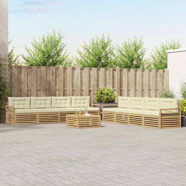 vidaXL Outdoor-Sofagarnitur 9 pcs Weiß und Creme 3390245