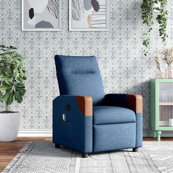 vidaXL Massagesessel Blau Stoff 4104823