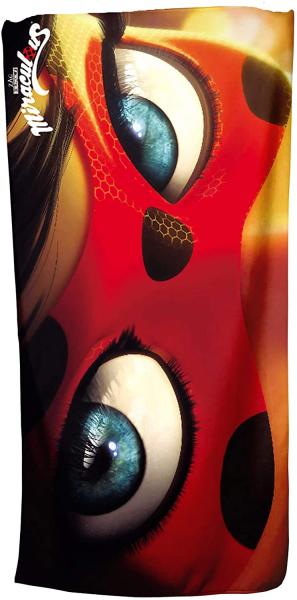 Großes Miraculous Ladybug Badetuch Motiv Eyes 75 x 150 cm Strandlaken Strandtuch Handtuch Duschtuch Velourstuch 100% Baumwolle Marinette Adrien Agreste Ladybug Cat Noir Paris Comic z. Bettwäsche 018