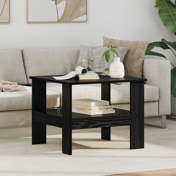 vidaXL Couchtisch, Holzwerkstoff Eichen-Optik Schwarz, 57 x 55 x 45 cm