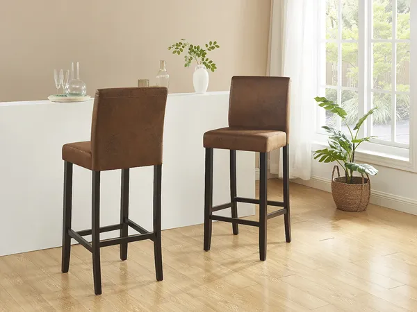 Vente-unique - Barhocker 2er-Set - Microfaser - Vintage Look - SANTOS