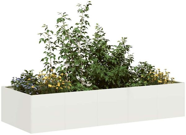 vidaXL Pflanzgefäß Weiß 200x80x40 cm Stahl 860753