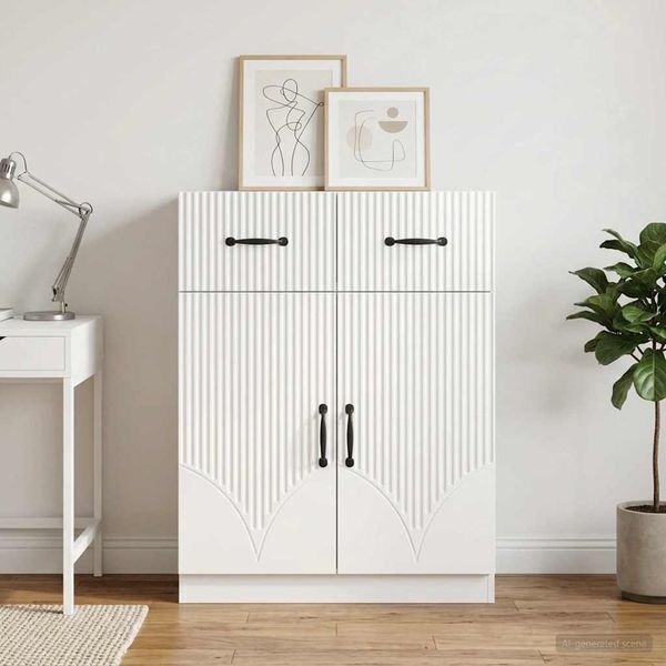 vidaXL Sideboard Hochglanz Weiß 66 x 34,5 x 87 cm Holzwerkstoff 895329