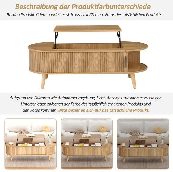 REDOM Couchtisch Höhenverstellbarer Kaffeetisch Wohnzimmertisch (Beistelltisch, Kaffeetisch, Arbeitstisch, 1-St, 5 Ablageflächen), mit Liftfunktion und verstecktem Stauraum Bild 4