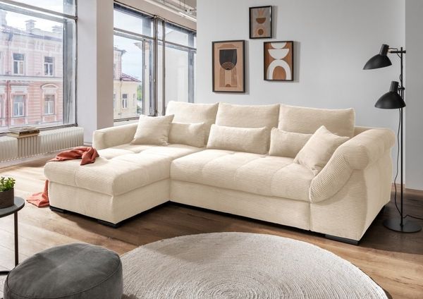 Entspanntes Wohnen: Das Sofa Federico von Benformato in verschiedenen Farben wählbar mit Schlaffunktion und Bettkasten