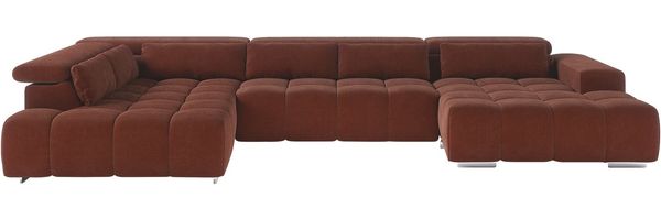 COTTA Wohnlandschaft Orion U-Form, mit Kopfteilverstellung & 6 Nierenkissen
