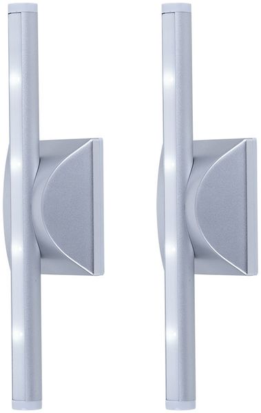 2x LED Wandleuchte, Nachtlicht, Batterie, silber, H 28 cm