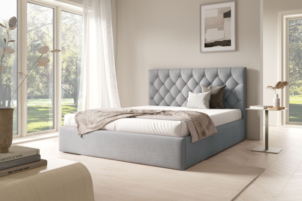 Selsey 'Aurevia' Polsterbett 180x200 mit Bettkasten und Samtbezug, hellgrau Bild 2