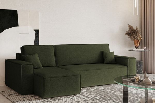 Kaiser Möbel Ecksofa mit schlaffunktion und bettkasten, Eckcouch L-Form BEST stoff NEVE, Mit Schlaffunktion, Bettzeugkapazität, universell