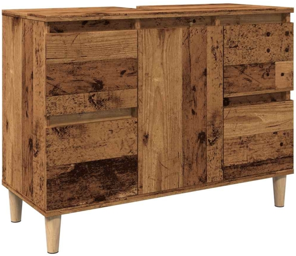 vidaXL Waschbeckenunterschrank Altholz-Optik 80x33x60 cm Holzwerkstoff 857126