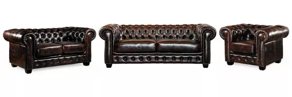 Vente-unique - BRENTON Sofa and armchair set Leder Braun - B 96 cm x H 73 cm x L 201 cm105 cm160 cm