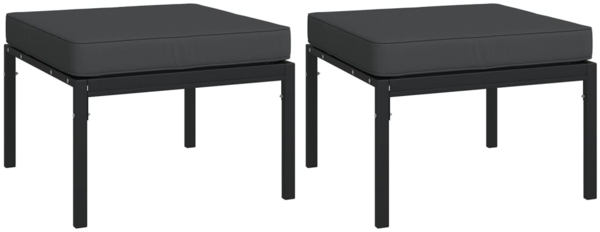 vidaXL Gartenhocker mit Grauen Kissen 2 Stk. 60x60x35 cm Stahl 362719