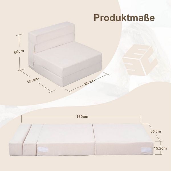 Klappmatratze 15,2 cm extra dicke klappbare Schlafsofa-Bodenmatratze für Kinder, Meulbaty, 15.2 cm hoch, dreifach klappbare Matratze, Kindersofa, Futon, Klappstuhlbett
