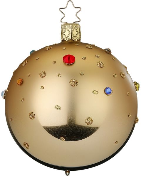 Weihnachtskugel Funkelndes Fest Ø 8cm Brokatgold glänzend Inge-Glas Weihnachtsschmuck