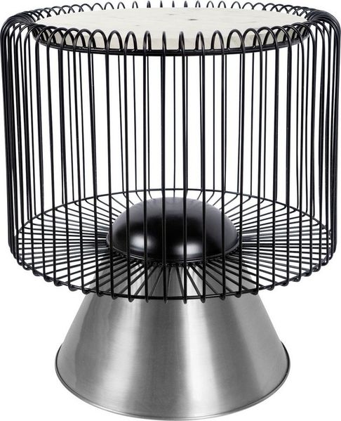 Kayoom Beistelltisch Malibu 125, Runde Platte aus original Marmor, pflegeleicht (1-St), ø-Marmorplatte: ca. 40 cm, angesagtes Metalldesign, pflegeleicht