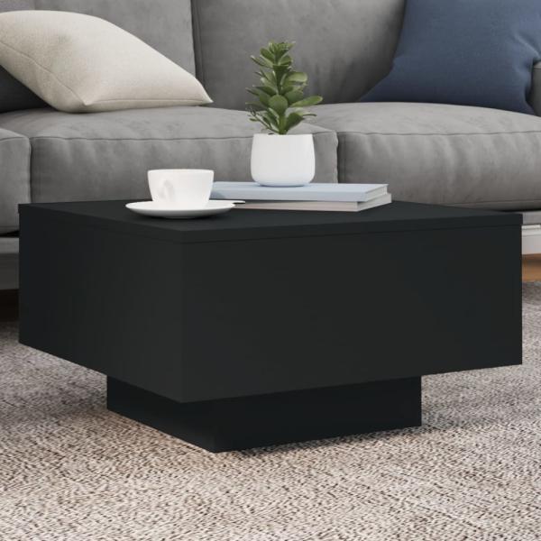 vidaXL Couchtisch mit LED-Leuchten Schwarz 55x55x31 cm 836575