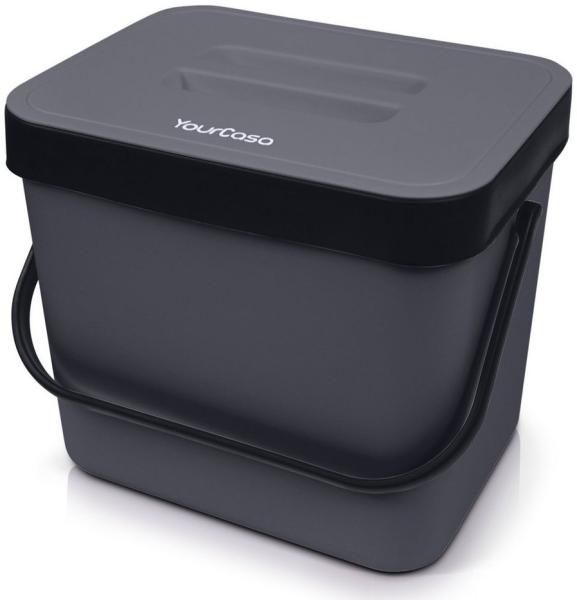 YourCasa Biomülleimer Küche 7L mit Halterung, Sieb und Deckel, 7 Liter, Mit Halterung