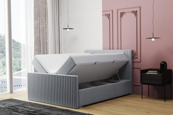 Boxspringbett Schlafzimmerbett MONTY 200x220cm in Stoff Monolith Hellbraun Bild 2