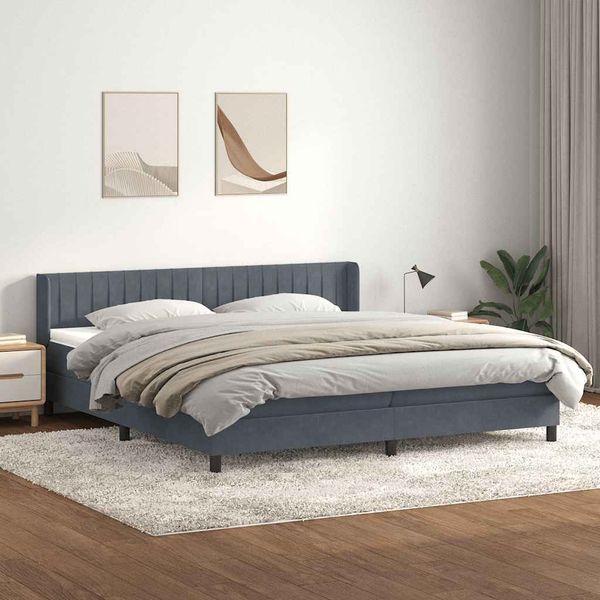 vidaXL Boxspringbett mit Matratze Dunkelgrau 180x210 cm Samt 3318292