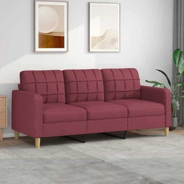 vidaXL 3-Sitzer-Sofa Weinrot 180 cm Stoff 359105